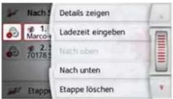Nach 1 Details zeigen 1. Marco+ 2.701785 Ladezeit eingeben Nach oben Nach unten Etappe löschen