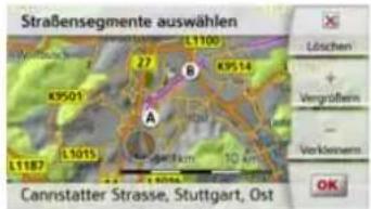 Straßsegmente auswählen L1100 27 B K9514 A 11187 L1015 K9501 L1015 Cannstatter Strasse, Stuttgart, Ost Löschen Vengrößen Verkösenern OK