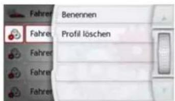 Fahrer Benennen Fahrer Profil löschen Fahrer Fahrer