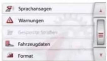 Sprachansagen Warnungen Geisparita Straßen Fahrzeugdaten Format