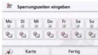 Sperrungszeiten eingeben Mo Di Mi Do Fr Sa So Karte Fertig
