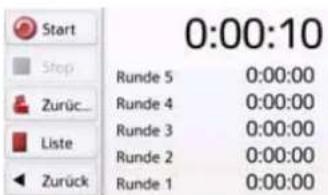 0:00:10 Start Stop Zurück... Liste Zurück Runde 5 0:00:00 Runde 4 0:00:00 Runde 3 0:00:00 Runde 2 0:00:00 Runde 1 0:00:00