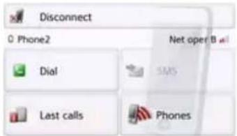 Disconnect 0 Phone2 Net open B Dial SMS Last calls Phones