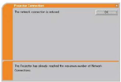 Projector Connection The network connection is refused OK The Projector has already reached the maximum number of Network Connections