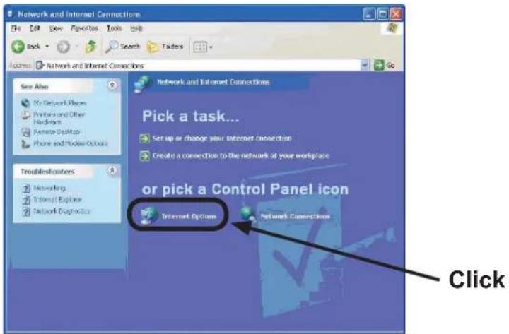 Network and Internet Connections File Edit View Favorites Tools Help Back Search Folders Folders Access Network and Internet Connections See Also No Network Places Printers and Other Hardiness Remote Desktop Phone and Home Options Troubleshooters Networking Internet Explorer Network Engineers Network and Internet Connections Pick a task... Set up or change your internet connection Create a connection to the network of your workplace or pick a Control Panel icon Internet Options Network Connections Click
