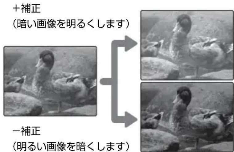 +補正 (暗い画像を明るくします) -補正 (明るい画像を暗くします)