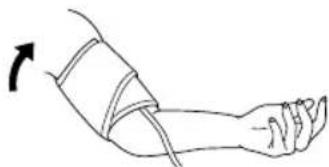 CITIZEN CH-403C - Attaching of arm cuff and posture during measurement - 5