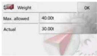 Weight Max. allowed 40.00t Actual 30.00t OK