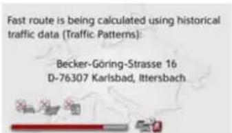 Fast route is being calculated using historical traffic data (Traffic Patterns): Becker-Göring-Strasse 16 D-76307 Karlsbad, Ittersbach