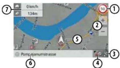 0 km/h 134m 50 Pompejanumstrasse ⑦ ① ② ⑤ ⑥ ④ ③