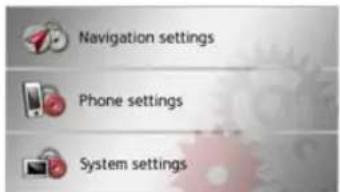 Navigation settings Phone settings System settings