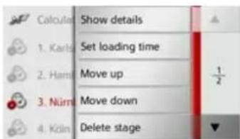 Calculate Show details 1. Karls Set loading time 2. Ham Move up 3. Numm Move down 4. Kain Delete stage