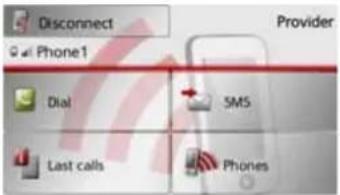 Disconnect Phone1 Provider Dial SMS Last calls Phones