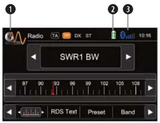 Radio TA TP DX ST SWR1 BW 87 90 93 96 99 102 105 108 RDS Text Preset Band