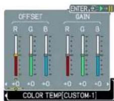 OFFSET GAIN R G B R G B +0 +0 +0 COLOR TEMP[CUSTOM-1]
