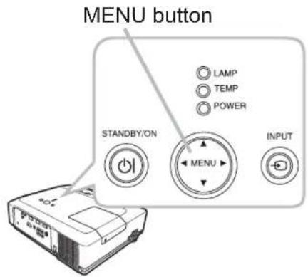 MENU button LAMP TEMP POWER STANDBY/ON MENU INPUT