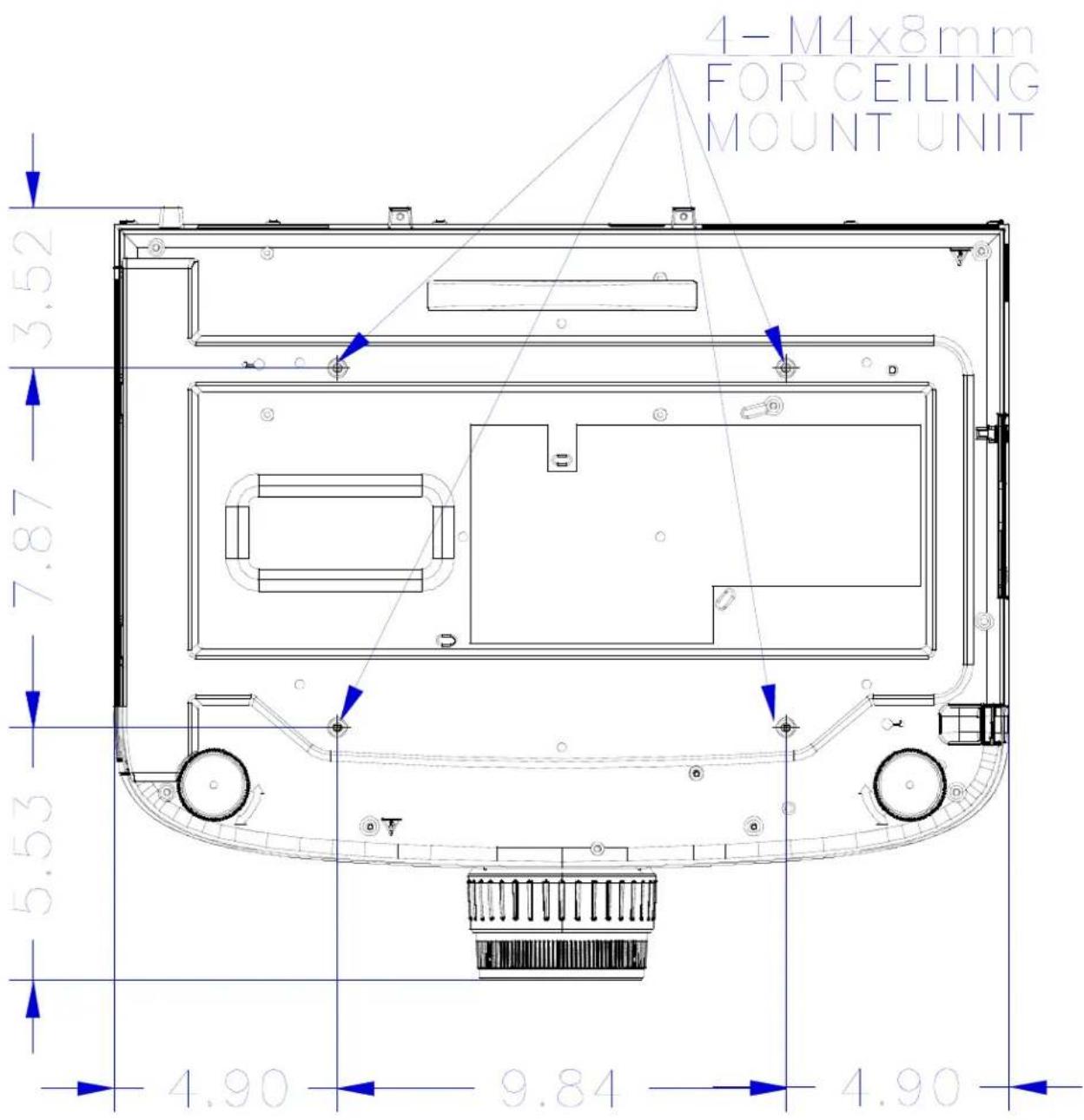 4-M4x8mm FOR CEILING MOUNT UNIT 3.52 7.87 5.53 4.90 9.84 4.90