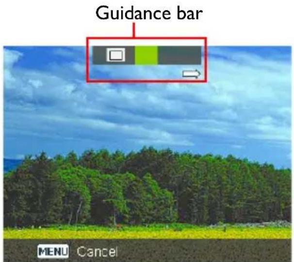 Guidance bar MENU Cancel
