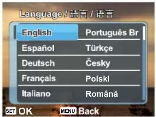 Language / 語言 / 语言 English Português Br Español Türkçe Deutsch Česky Français Polski Italiano Română SET OK MENU Back