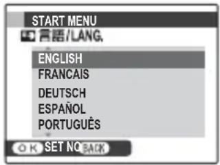 START MENU ENGLISH FRANÇAIS DEUTSCH ESPAÑOL PORTUGUÉS OK SET NO_BACK