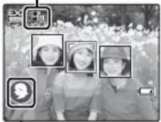 Black-and-white photo collage with three individuals and overlaid facial feature icons labeled '问' and '头'