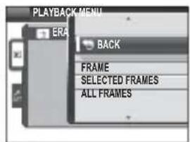 PLAYBACK MENU ERA BACK FRAME SELECTED FRAMES ALL FRAMES
