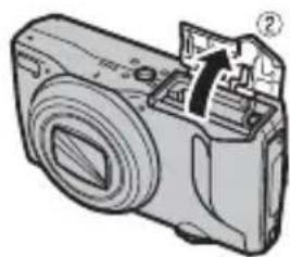 FUJIFILM FinePix F775EXR - Open the battery-chamber cover. - 2