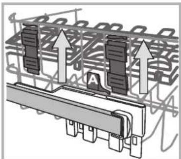 HOTPOINT LTF 11S111 O - The height of the upper rack should be adjusted WHEN THE RACK IS EMPTY. - 1