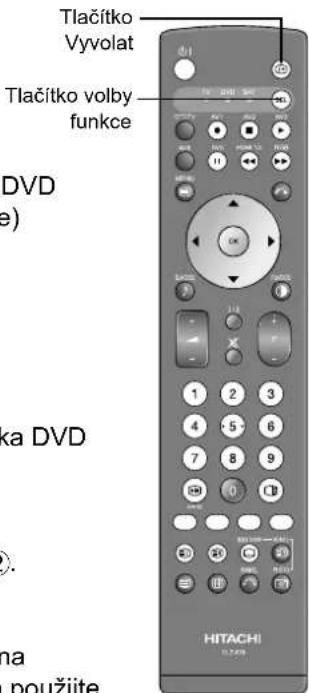 Tlačítko Vyvolat Tlačítko volby funkce DVD e) ka DVD . na použiite HITACHI