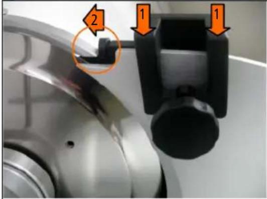 Technical diagram showing a mechanical component with labeled parts and an orange circle highlighting part 2.