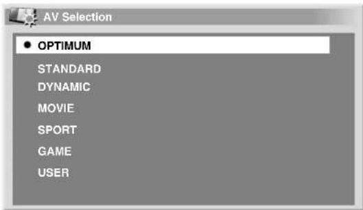 AV Selection • OPTIMUM STANDARD DYNAMIC MOVIE SPORT GAME USER