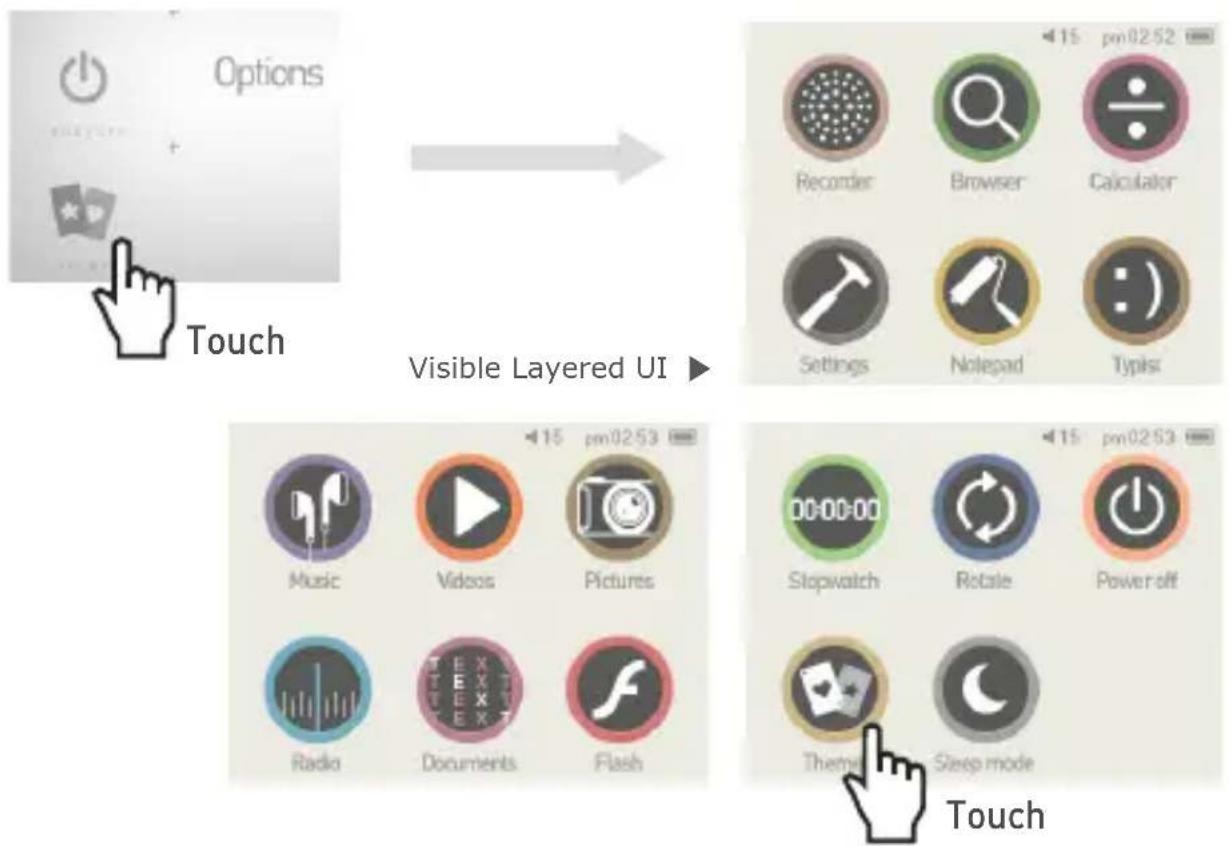 COWON D20 - + Menu Screen II (Visible Layered UI) - 1