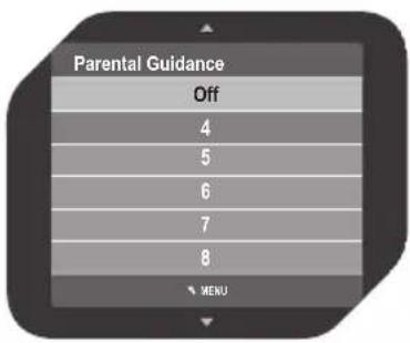 Parental Guidance Off 4 5 6 7 8 MENU