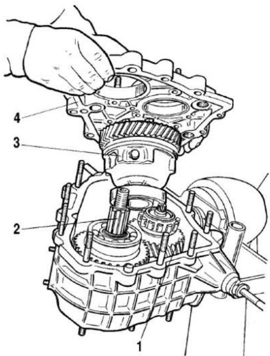 Technical diagram of a mechanical assembly with numbered parts labeled 1 to 4