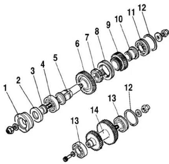 Technical diagram of a mechanical assembly with numbered parts for identification