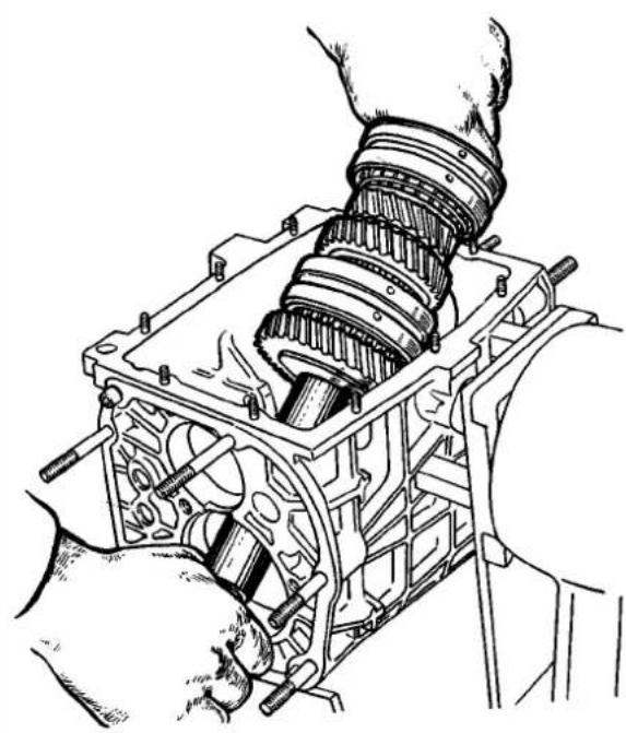 Technical line drawing of an engine cylinder assembly (no text or labels)