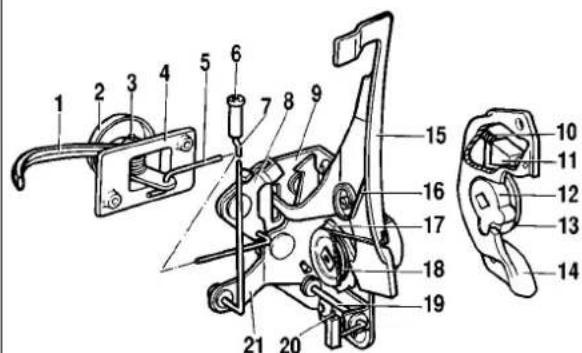 Technical diagram of a mechanical device with numbered parts, likely an engine or motor assembly.