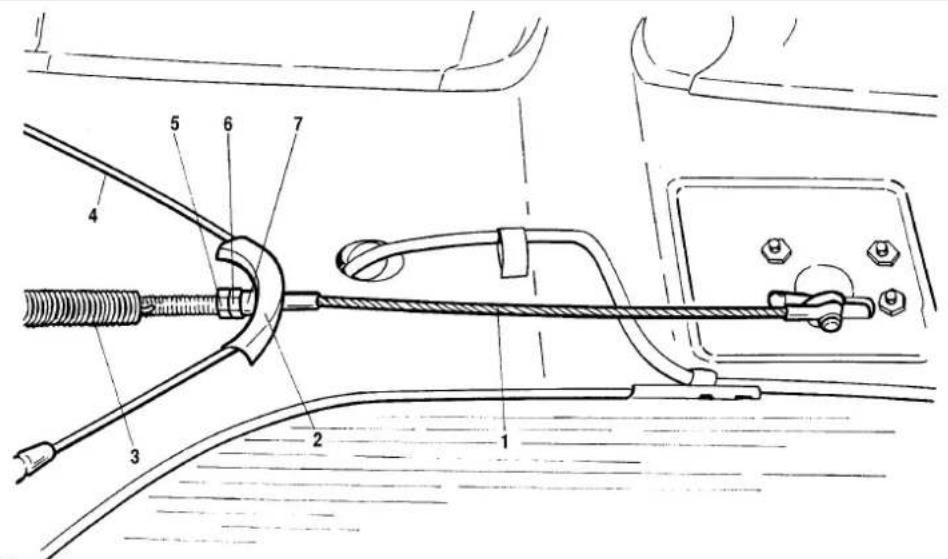 Technical diagram of a mechanical clamp or connector assembly with numbered parts labeled 1 through 7