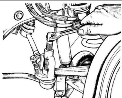 Technical illustration of a car suspension system with hoses and brackets (no text or symbols)