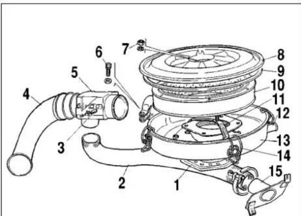 Technical diagram of a mechanical device with numbered parts for identification