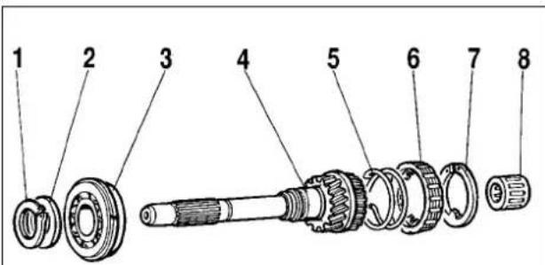 Exploded view diagram of a mechanical assembly with numbered parts for identification