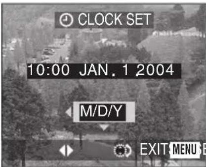 CLOCK SET 10:00 JAN. 1 2004 M/D/Y EXIT MENU E
