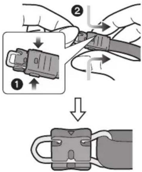 Diagram illustrating cable clamp installation steps with numbered instructions and directional arrows