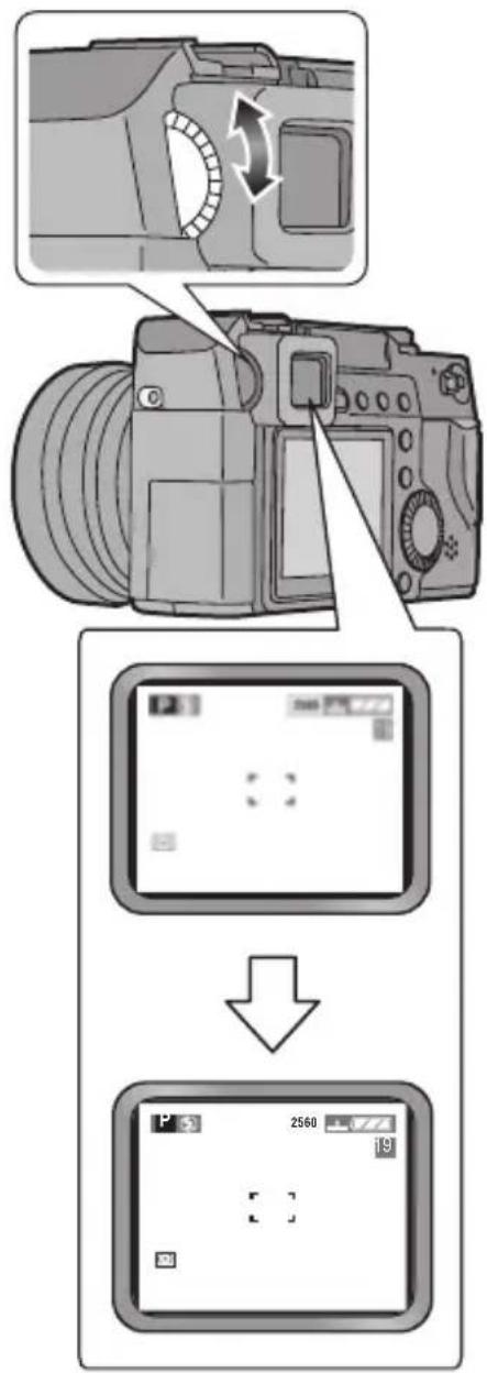 Diagram illustrating camera adjustment steps: adding a circular adjustment to the left, then adjusting a slide with display and lock.