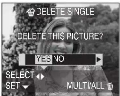 DELETE SINGLE DELETE THIS PICTURE? YES NO SELECT SET MULTI/ALL
