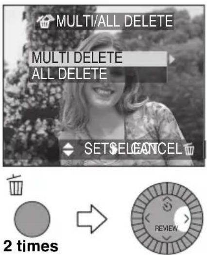 MULTI/ALL DELETE MULTI DELETE ALL DELETE SETSELECTANCEL 2 times REVIEW