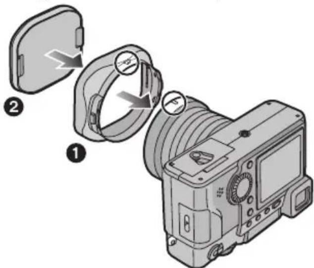 Diagram showing camera module assembly with labeled parts and directional arrows indicating motion or adjustment.