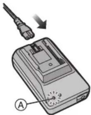 Diagram of a handheld electronic device with labeled component A and an arrow indicating direction