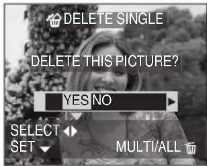 DELETE SINGLE DELETE THIS PICTURE? YES NO SELECT SET MULTI/ALL