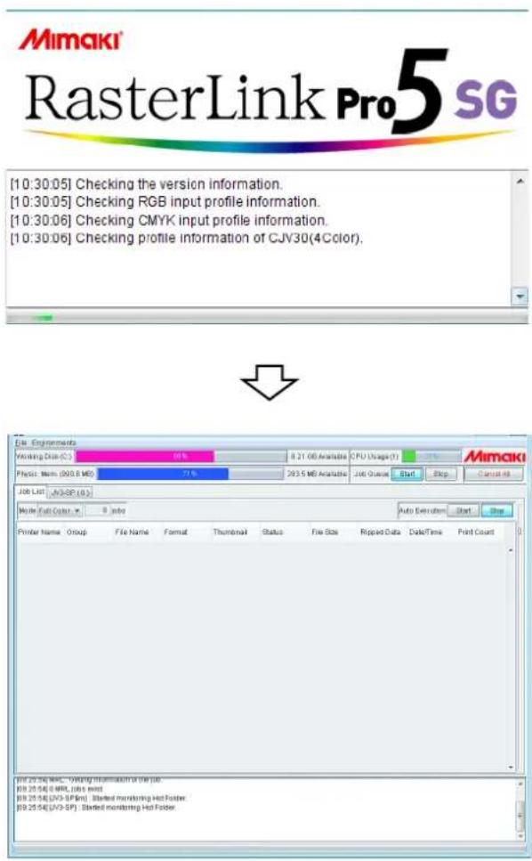 Mimaki® RasterLink Pro5 SG [10:30:05] Checking the version information. [10:30:05] Checking RGB input profile information. [10:30:06] Checking CMYK input profile information. [10:30:06] Checking profile information of CJV30(4Color).